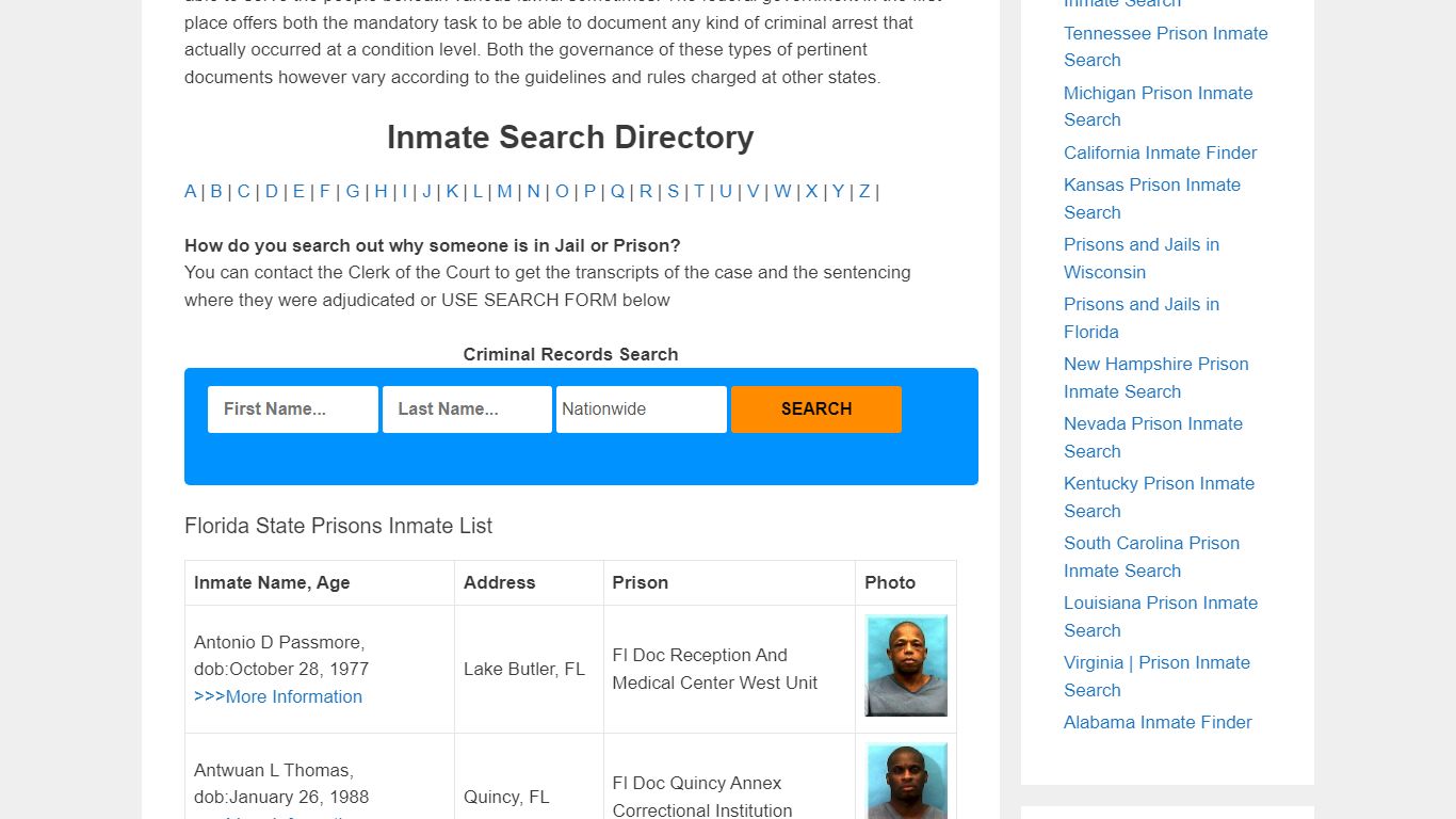 Florida State Prison Inmate Search